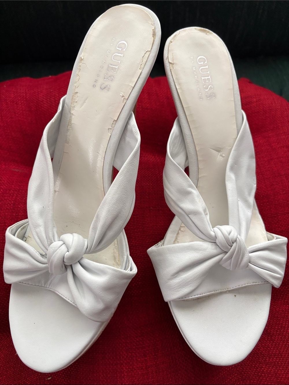 GUESS by Marciano White Knotted Mule Slides